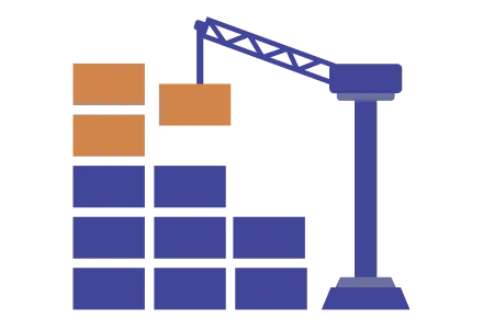 建物を再構築しているイメージのイラスト